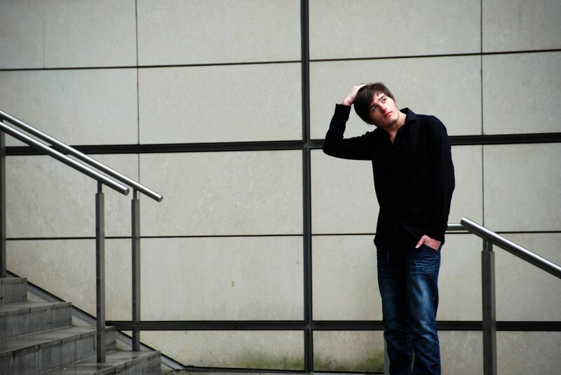 man standing by stairs