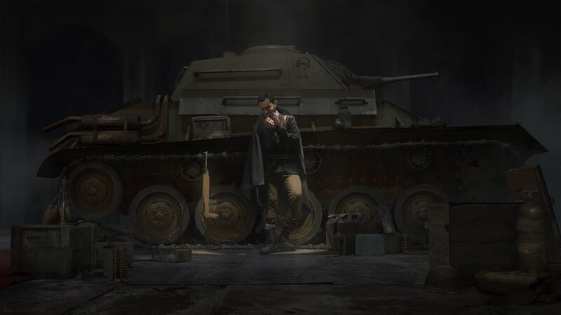 Man Standing by Tank