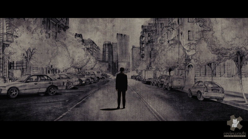 man standing in city street