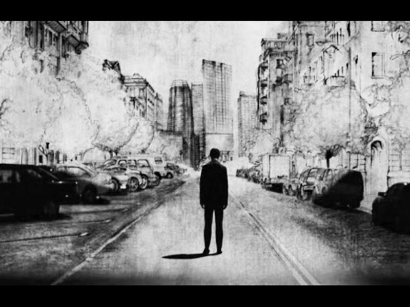 Man Standing in Street — Black