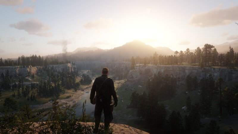 Man Standing on Cliff — Green, Serene