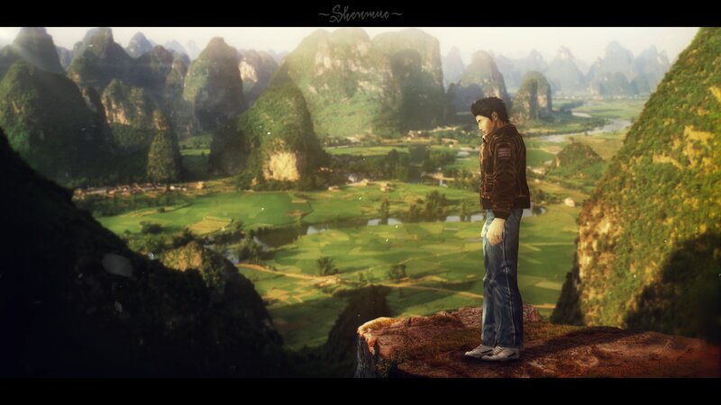 Man Standing on Cliff — Green
