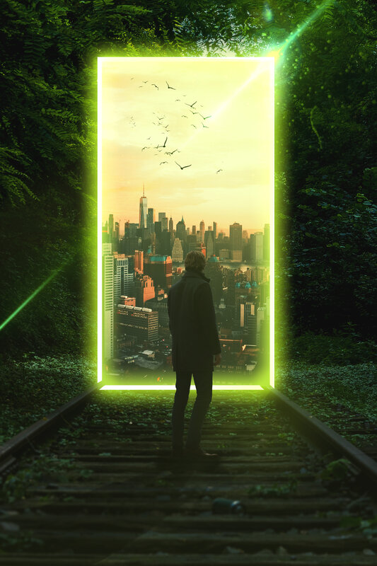 Man Standing on Tracks — Green