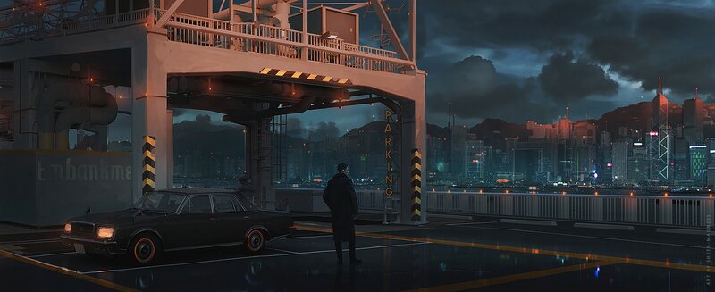 Man Standing with Car — Black