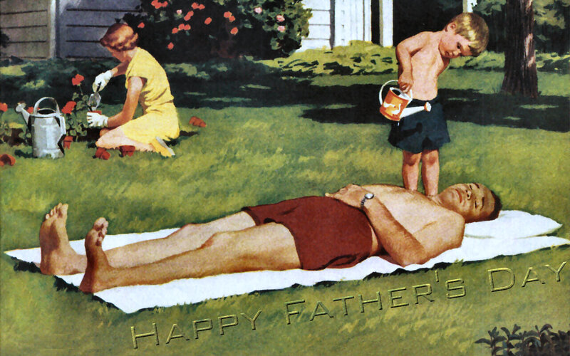 Man Sunbathing on Lawn