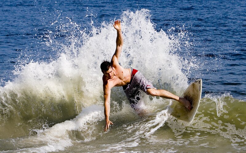 Man Surfing Wave — Blue