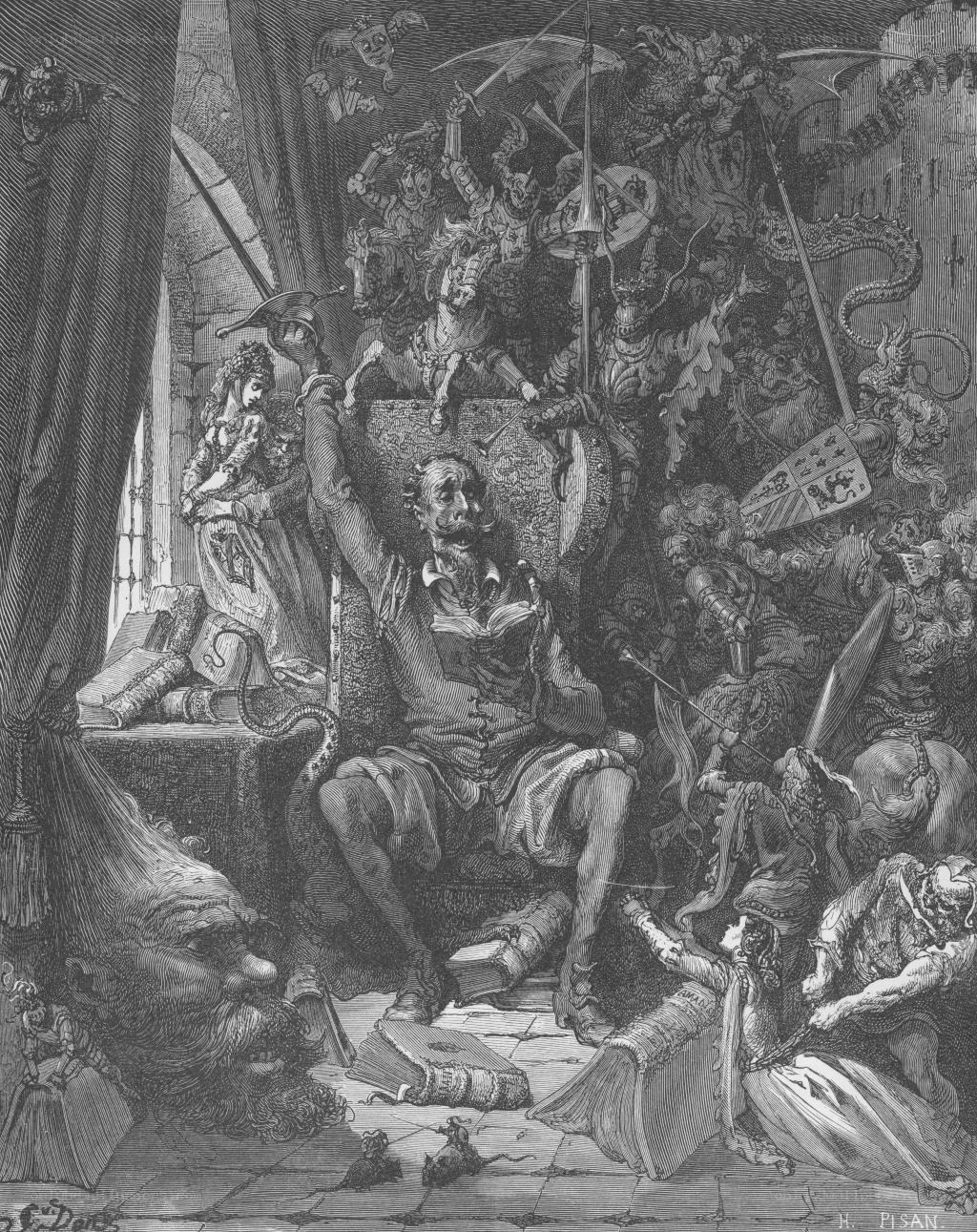 Man surrounded by demons