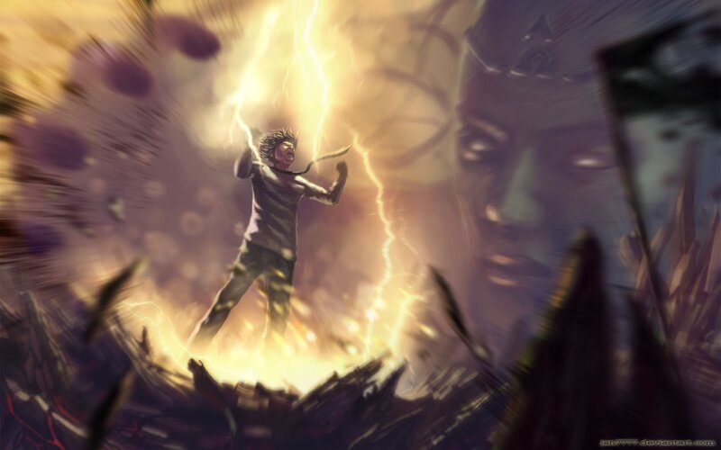 Man Surrounded by Lightning