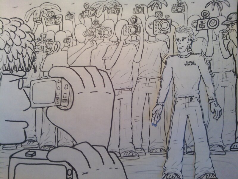 Man Surrounded by Photographers