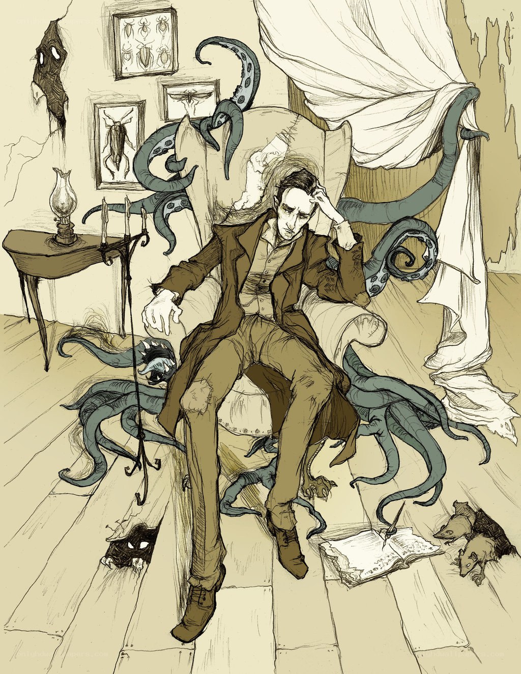 Man surrounded by tentacles