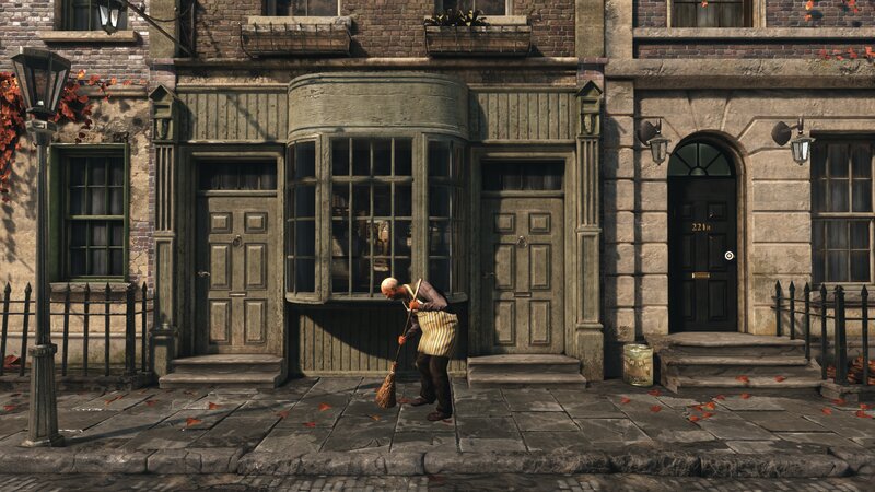 Man Sweeping Street