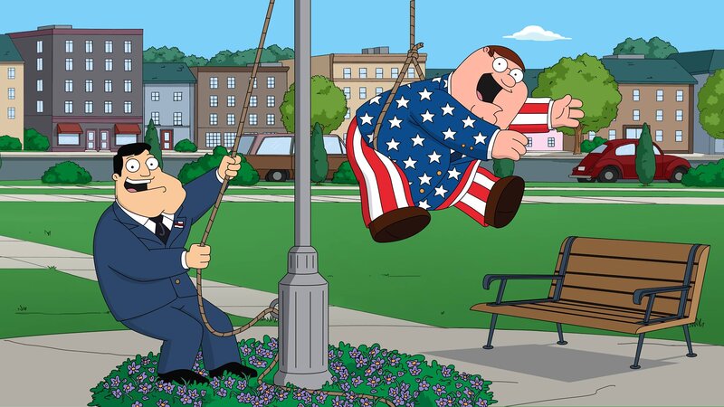 Man Swinging on Flag