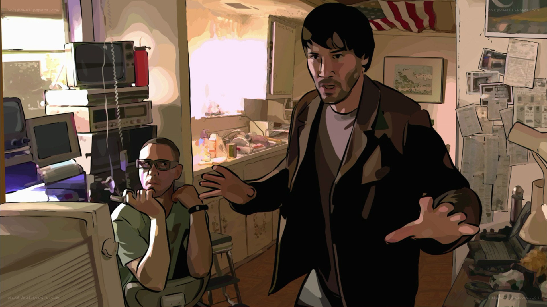 man talking to seated man