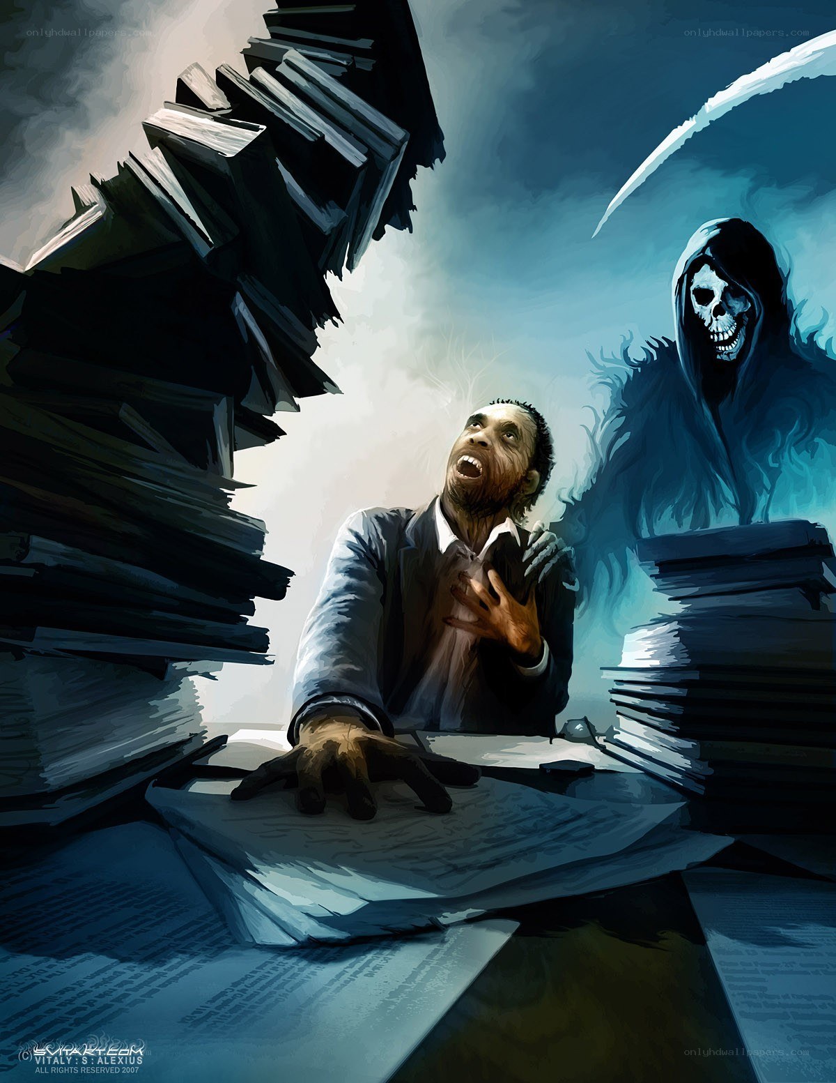 Man terrified by death at desk