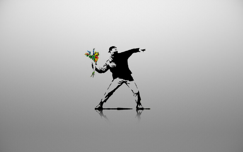 Man Throwing Flowers — Black, Dramatic