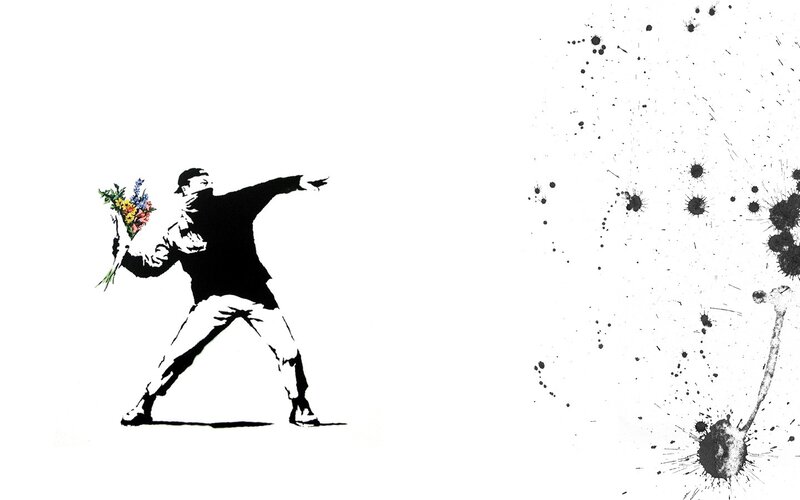 Man Throwing Flowers — Black
