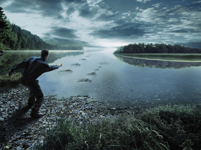 Man Throwing Stones