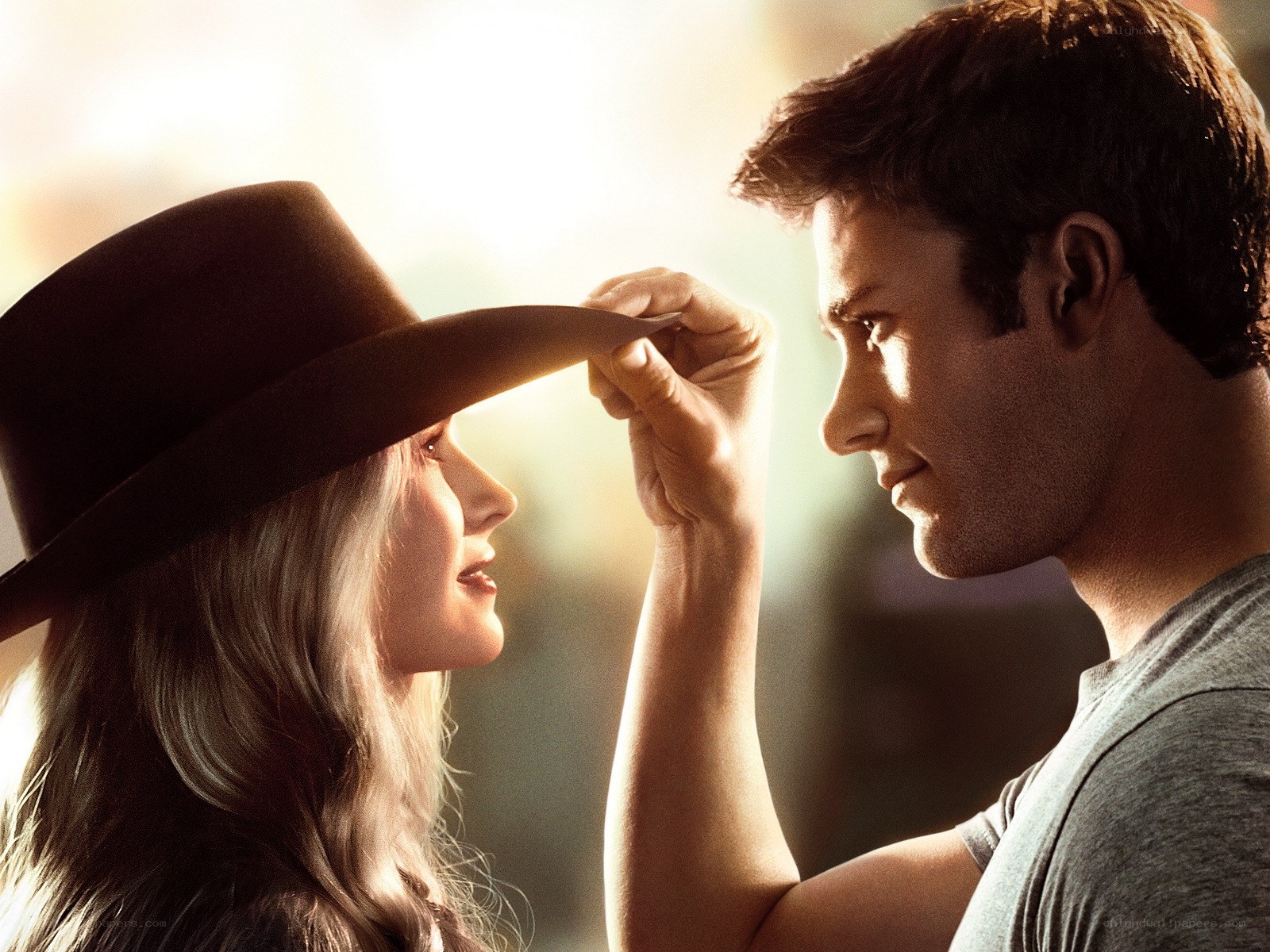 Man tipping hat to woman