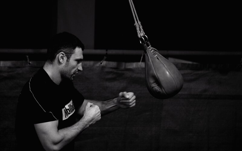 man training with speed bag