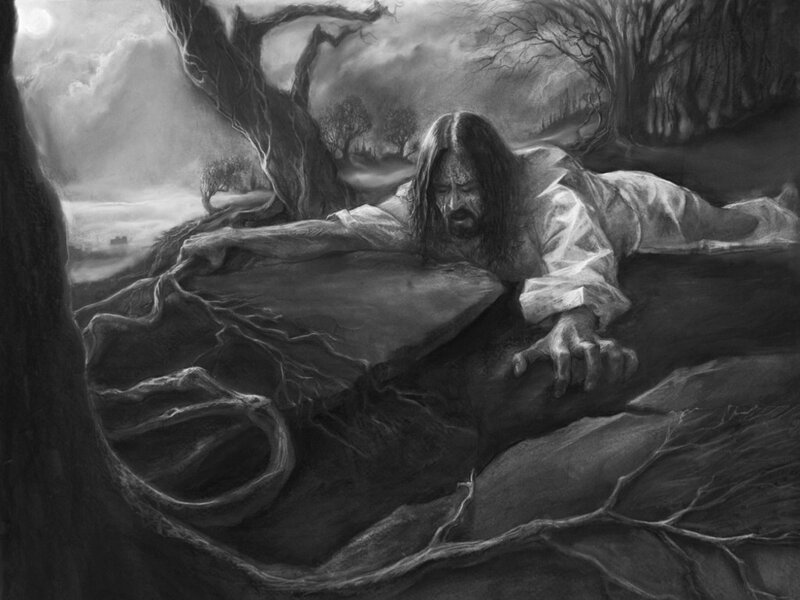 man trapped in roots