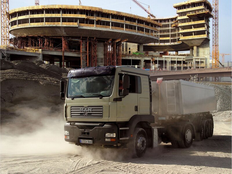 MAN truck at construction site