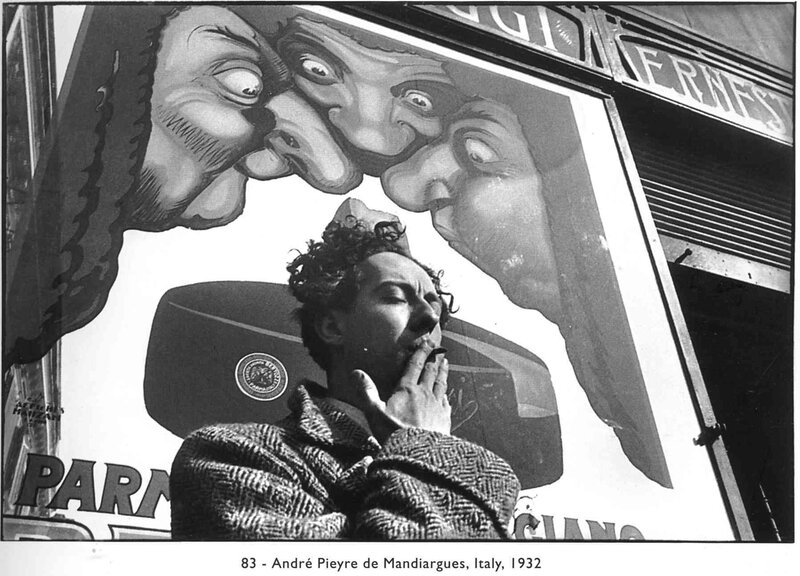 Man under cartoon faces