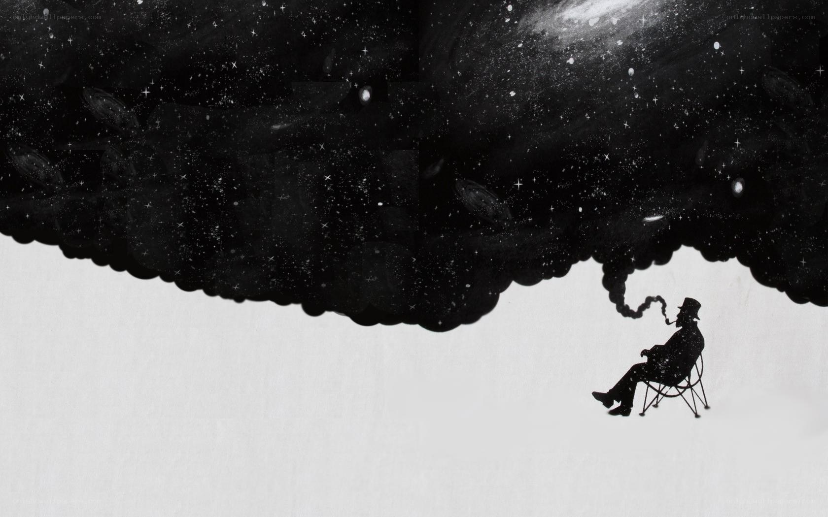 man under starry sky
