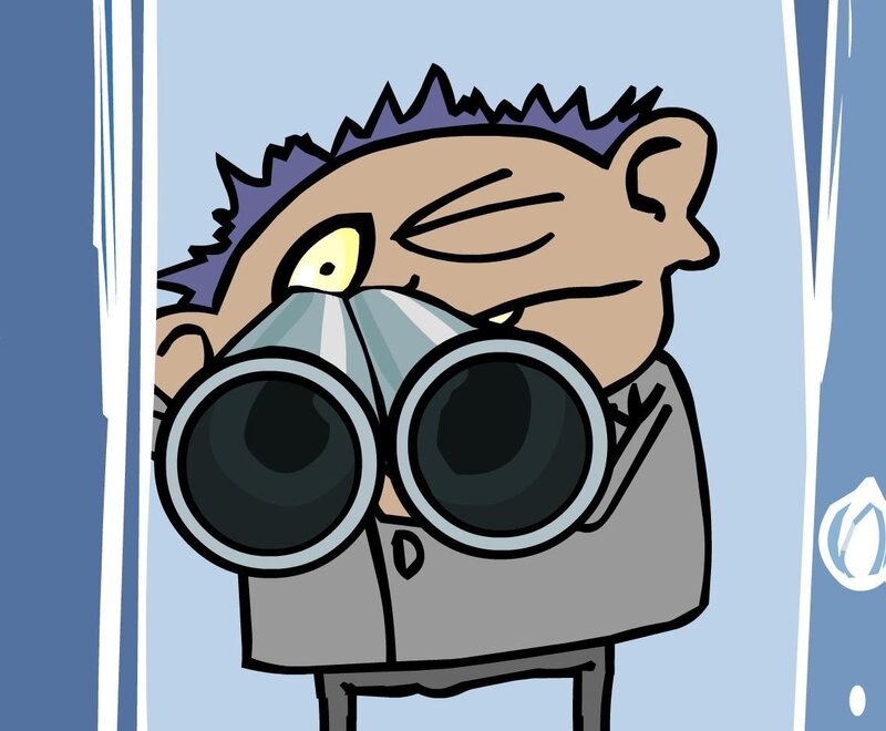 man using binoculars