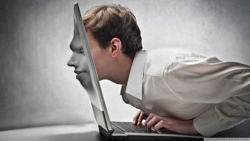Man Using Laptop — Gray