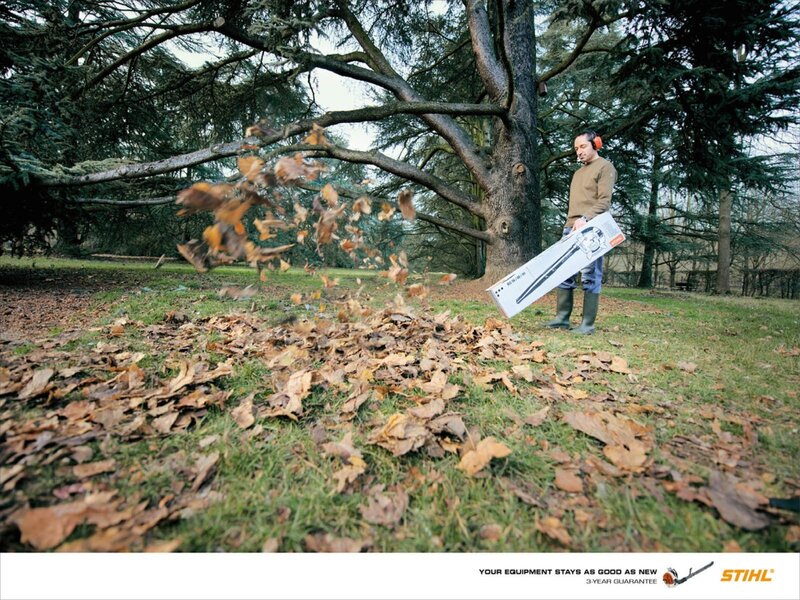 Man using leaf blower