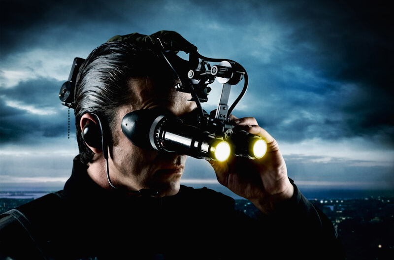 Man using night vision goggles