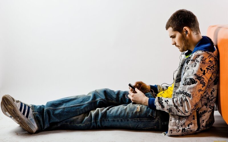 Man Using Smartphone — White