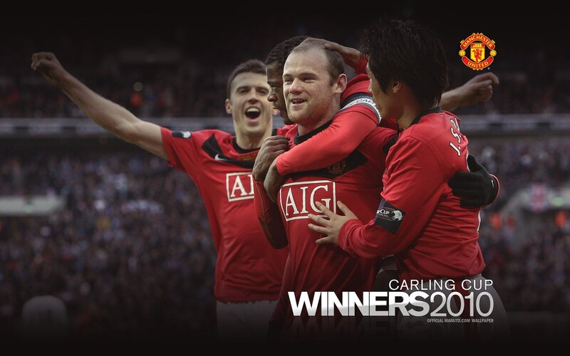 Man Utd celebrates Carling Cup win