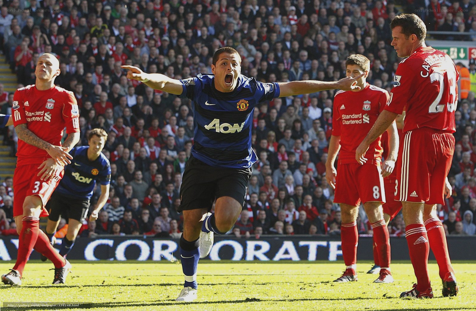 Man Utd player celebrates goal