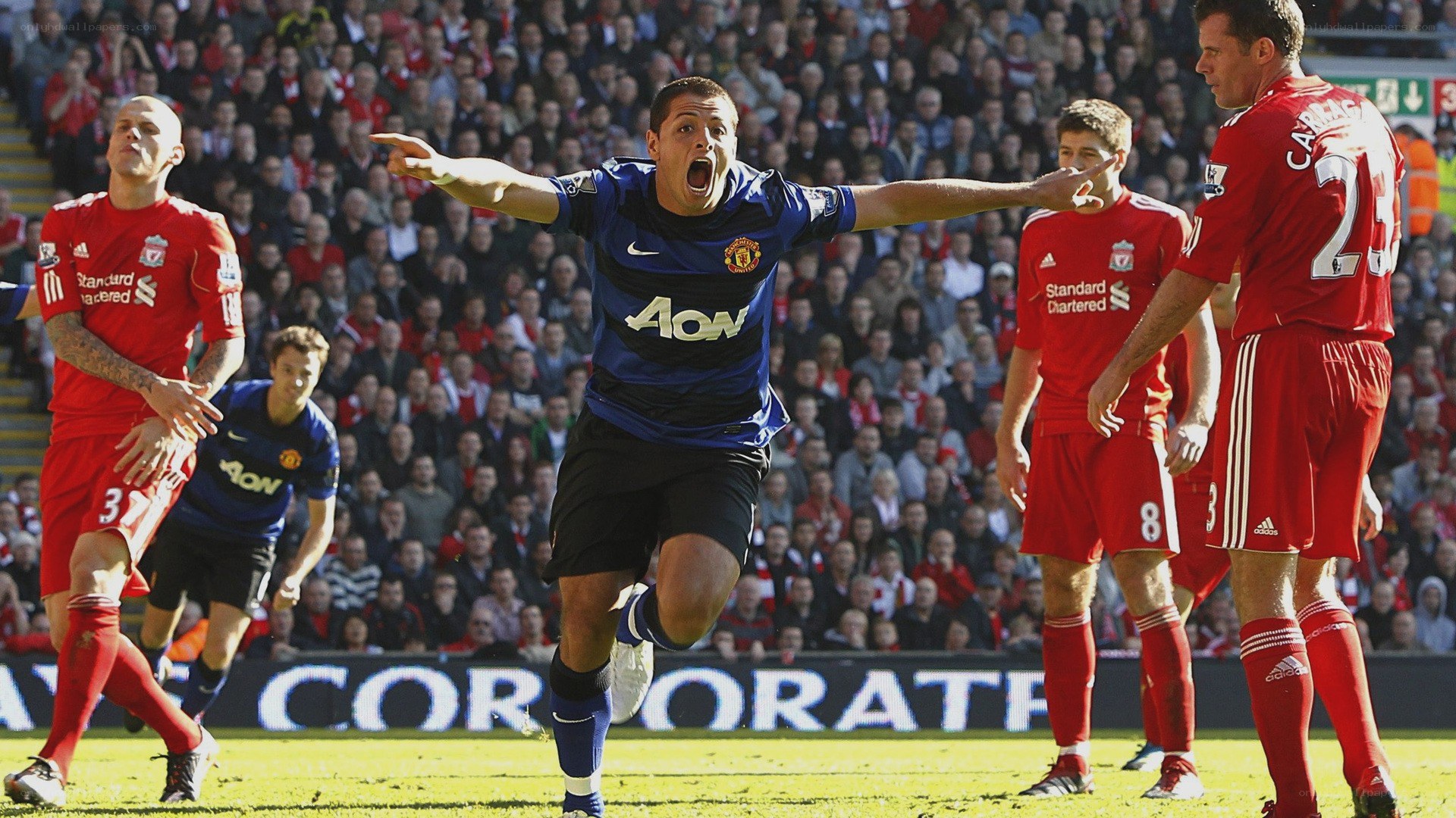 Man Utd player celebrates goal