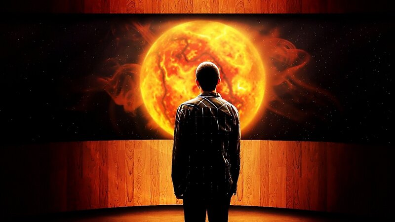 Man viewing solar display