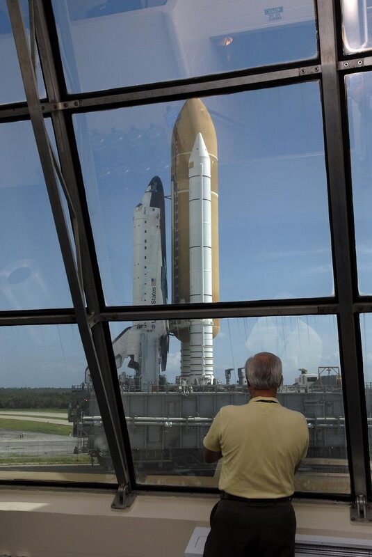 Man viewing space shuttle