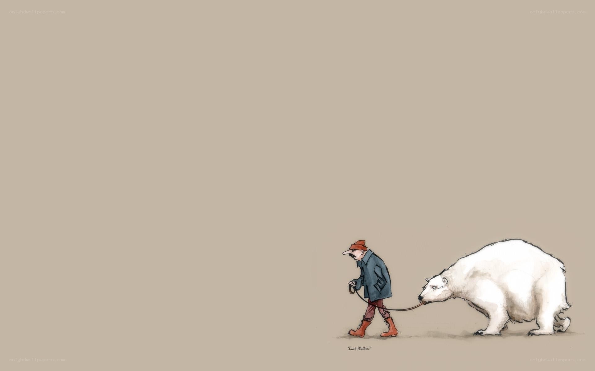 man walking a polar bear