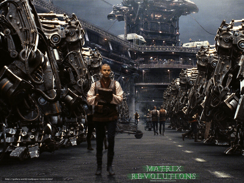 Man Walking Between Robots