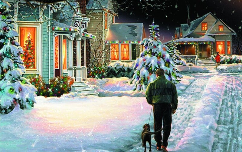 Man Walking Dog — White