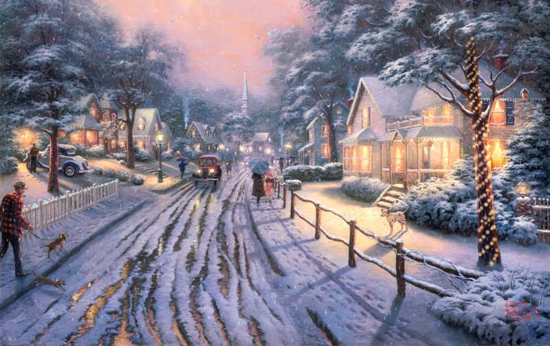Man Walking Dogs in Snow