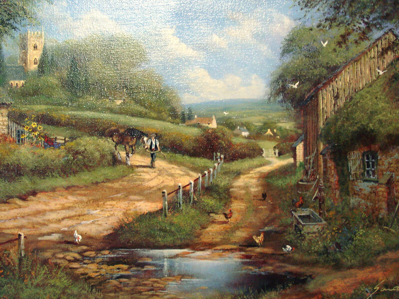 Man Walking Horse on Path