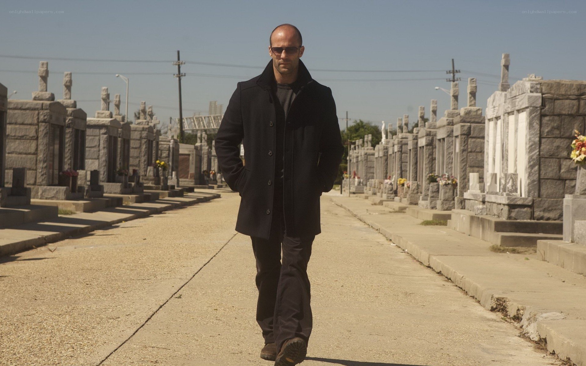 Man walking in a cemetery