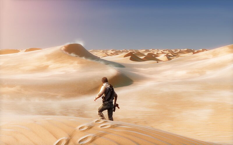 Man Walking in Desert — Beige