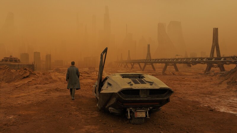 Man Walking in Desert — Orange, Dramatic