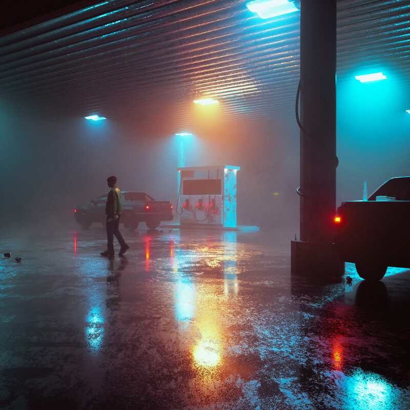 Man Walking in Garage