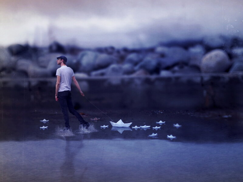 Man Walking in Water