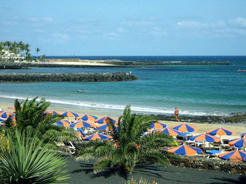 Man Walking on Beach — Blue, Relaxed