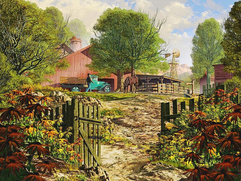Man Walking on Farm