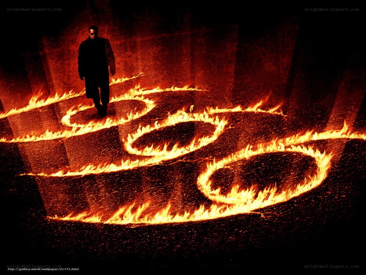 man walking on fire circles
